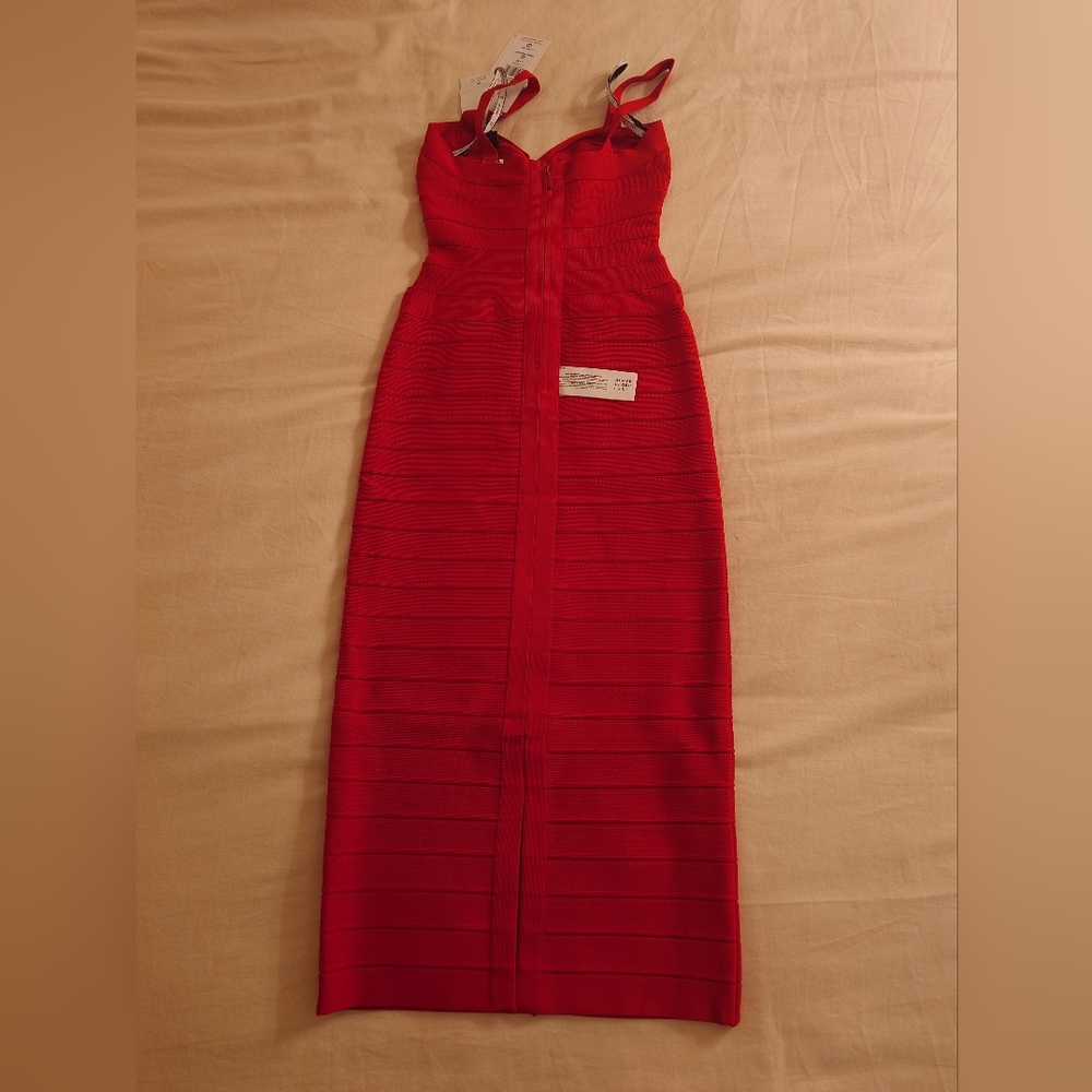 NWT Rio Red HERVE LEGER The MARIA Dress Icon Sculpted Bandage Midi Bodycon XXS - Picture 11 of 15